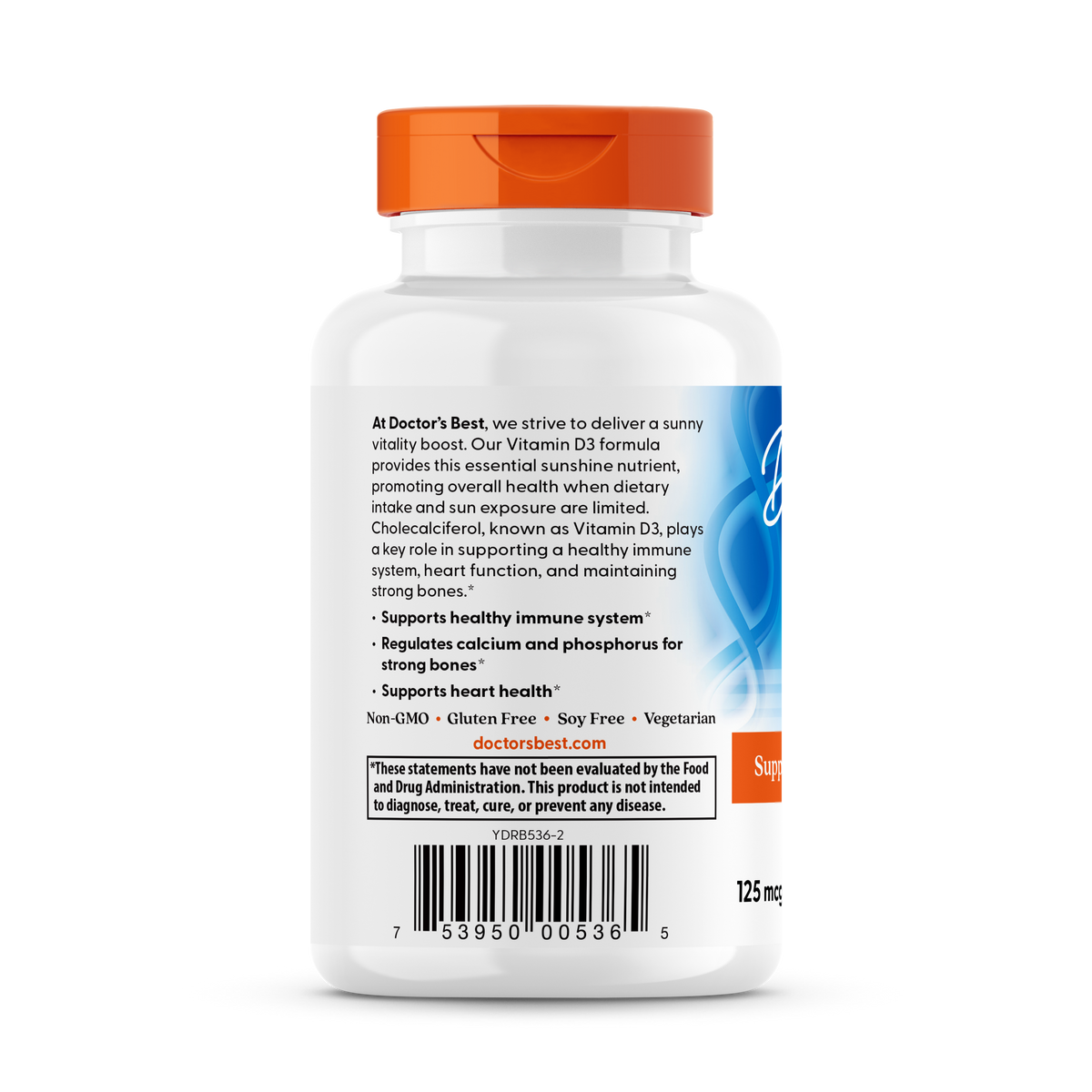Doctor's Best Vitamin D3, 125 mcg (5,000 IU), 180 Veggie Softgels