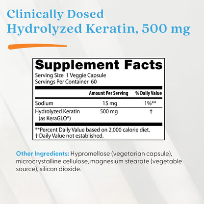 Doctor's Best Hydrolyzed Keratin, 500 mg, 60 Veggie Caps
