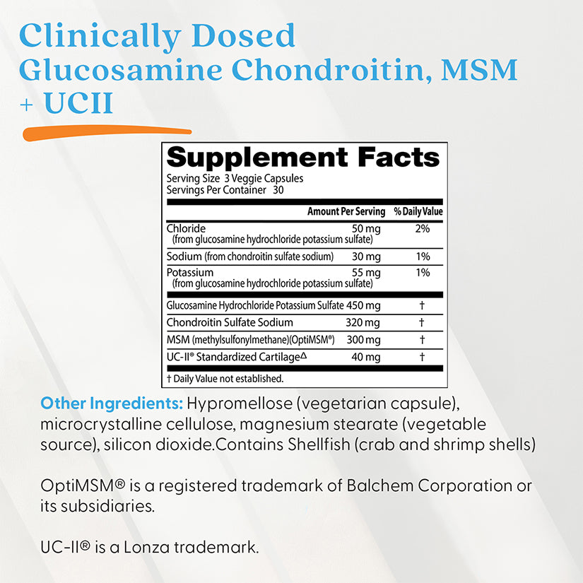 Doctor's Best Glucosamine Chondroitin, MSM + UCII, 90 Veggie Capsule