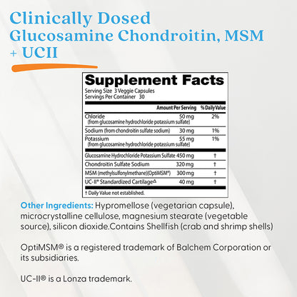 Doctor's Best Glucosamine Chondroitin, MSM + UCII, 90 Veggie Capsule