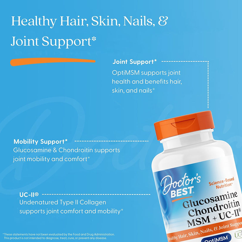 Doctor's Best Glucosamine Chondroitin, MSM + UCII, 90 Veggie Capsule