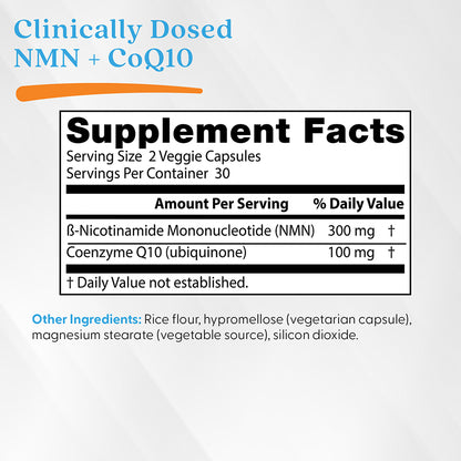 Doctor's Best NMN + CoQ10, 150 mg, 60 Veggie Caps