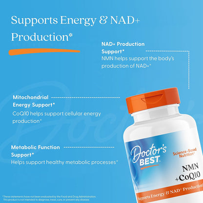 Doctor's Best NMN + CoQ10, 150 mg, 60 Veggie Caps