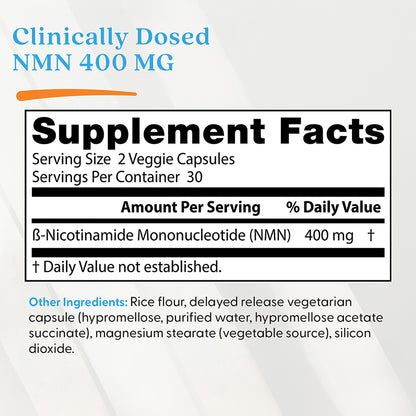Doctor's Best NMN, 400 mg Per Serving, 60 Delayed Release Capsules