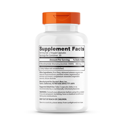 Doctor's Best NMN, 400 mg Per Serving, 60 Delayed Release Capsules