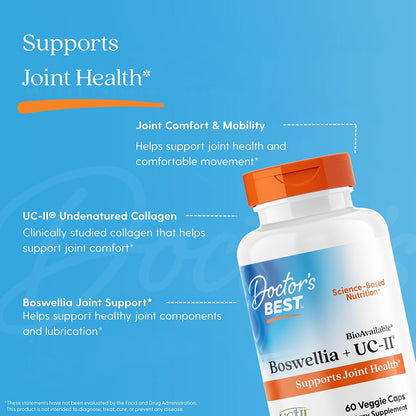 Doctor's Best BioAvailable* Boswellia + UC-II®, 60 Veggie Caps