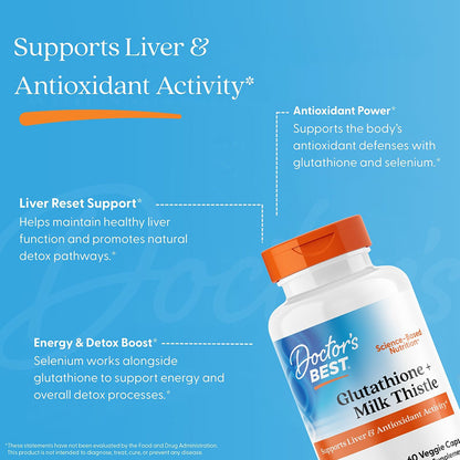 Doctor's Best Glutathione + Milk Thistle , 60 Veggie Caps