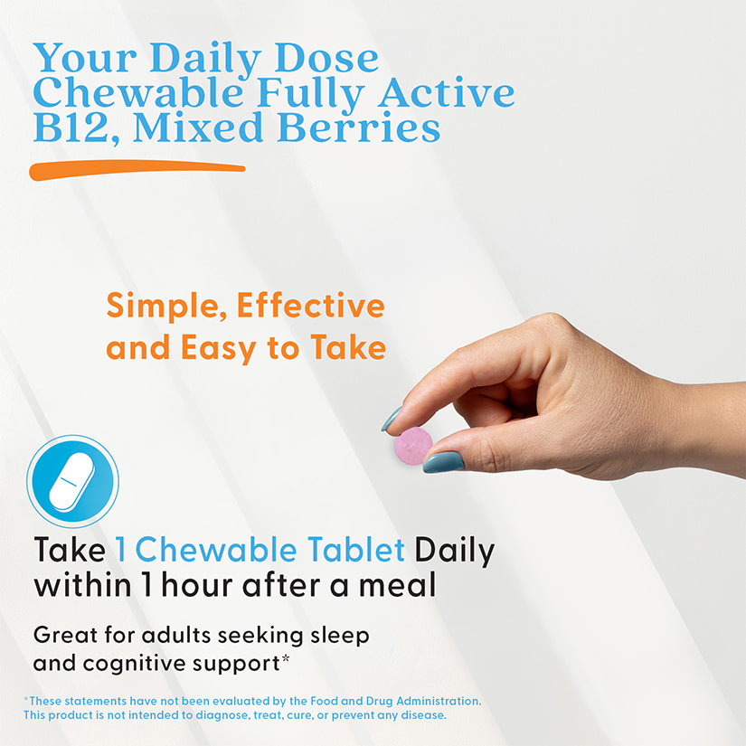 Doctor's Best Chewable Fully Active B12, Mixed Berries , 5,000 mcg, 60 Tablets