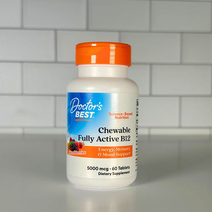 Doctor's Best Chewable Fully Active B12, Mixed Berries , 5,000 mcg, 60 Tablets