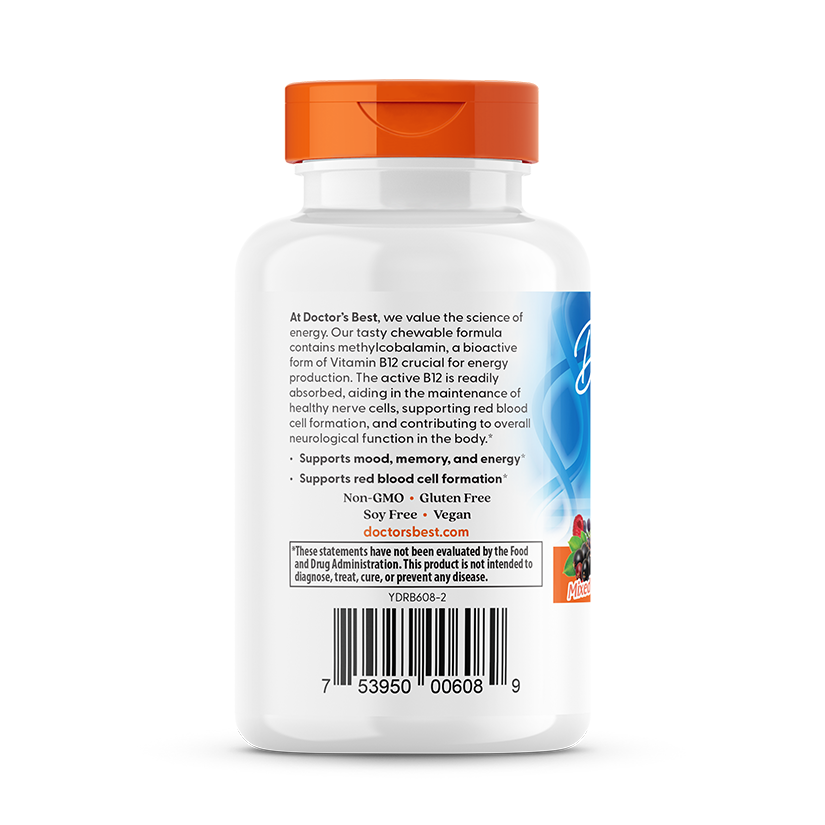 Doctor's Best Chewable Fully Active B12, Mixed Berries , 5,000 mcg, 60 Tablets