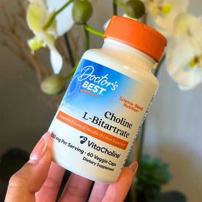 Doctor's Best Choline L-Bitartrate, 550 mg Per Serving, 60 Veggie Caps