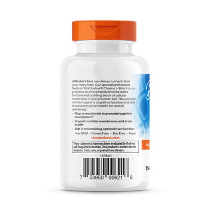 Doctor's Best Choline L-Bitartrate, 550 mg Per Serving, 60 Veggie Caps