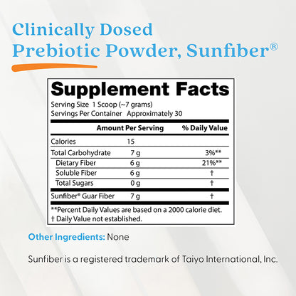 Doctor's Best Prebiotic Powder, Sunfiber®, Unflavored, 7.4 oz (210 g)