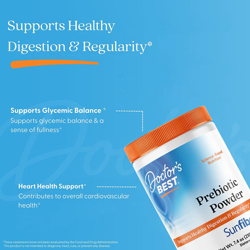 Doctor's Best Prebiotic Powder, Sunfiber®, Unflavored, 7.4 oz (210 g)