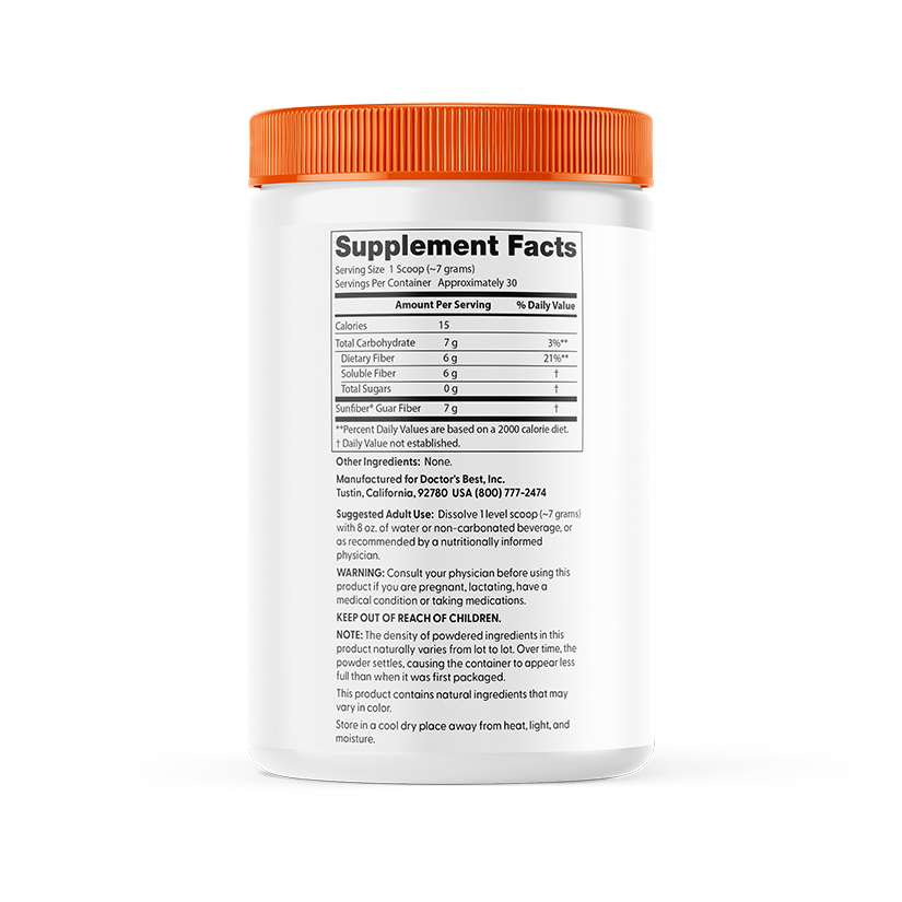 Doctor's Best Prebiotic Powder, Sunfiber®, Unflavored, 7.4 oz (210 g)