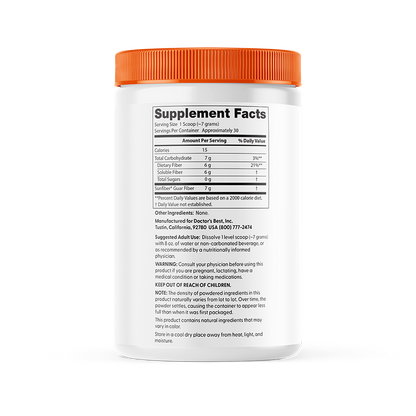 Doctor's Best Prebiotic Powder, Sunfiber®, Unflavored, 7.4 oz (210 g)