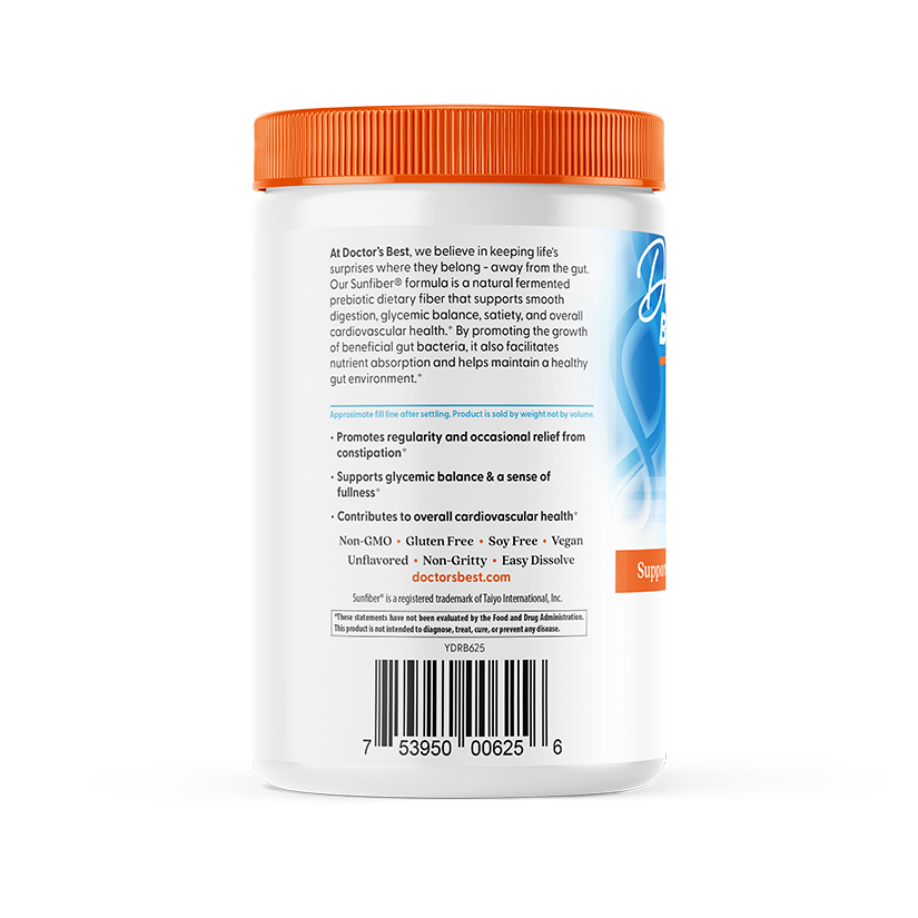 Doctor's Best Prebiotic Powder, Sunfiber®, Unflavored, 7.4 oz (210 g)