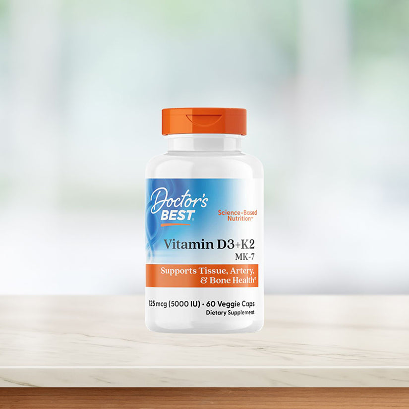 Doctor's Best Vitamin D3 + K2, MK-7, 60 Veggie Caps