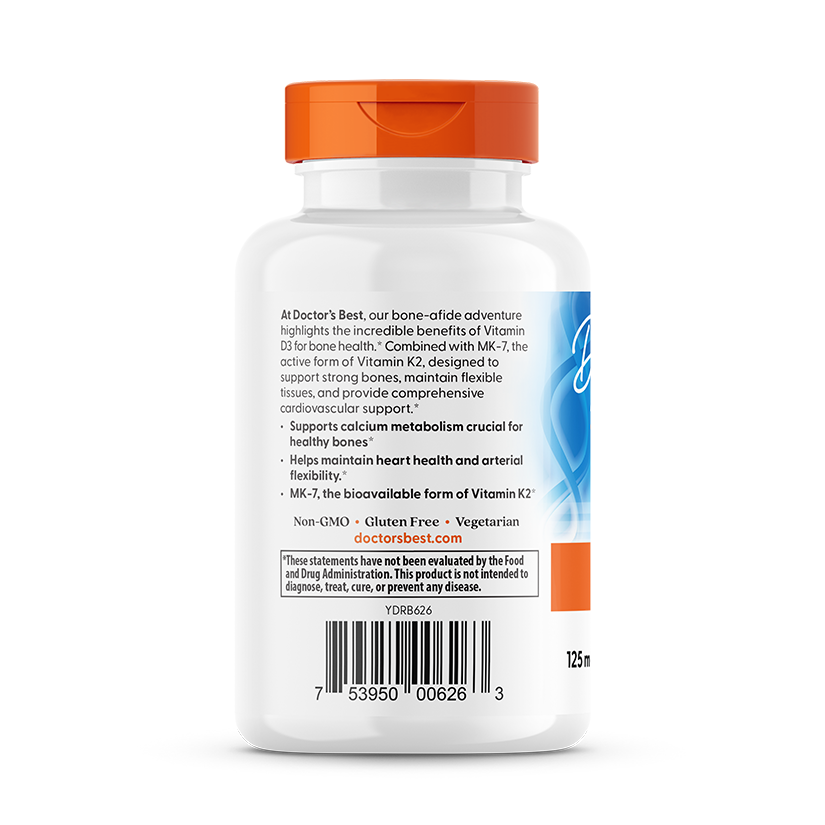 Doctor's Best Vitamin D3 + K2, MK-7, 60 Veggie Caps