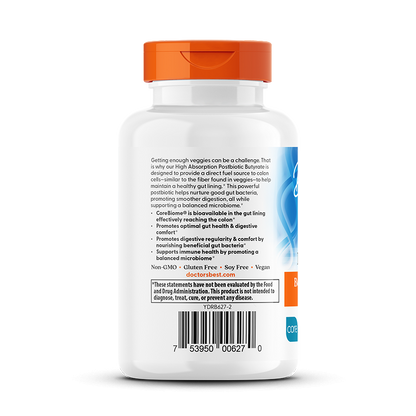Doctor's Best High Absorption Postbiotic Butyrate, 300 mg, 30 Liquid-Filled Veggie Capsules