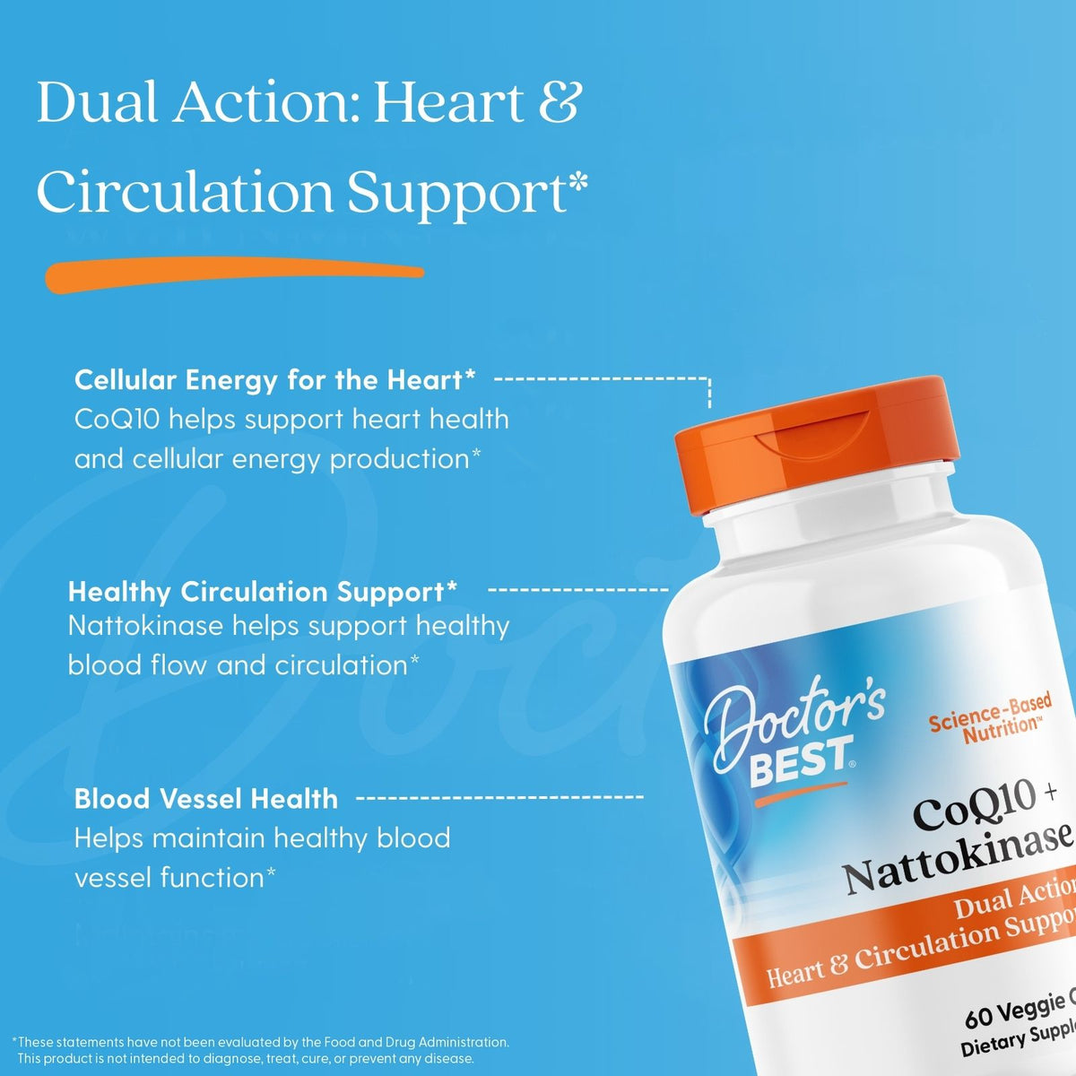Doctor's Best CoQ10 + Nattokinase, 60 Veggie Caps