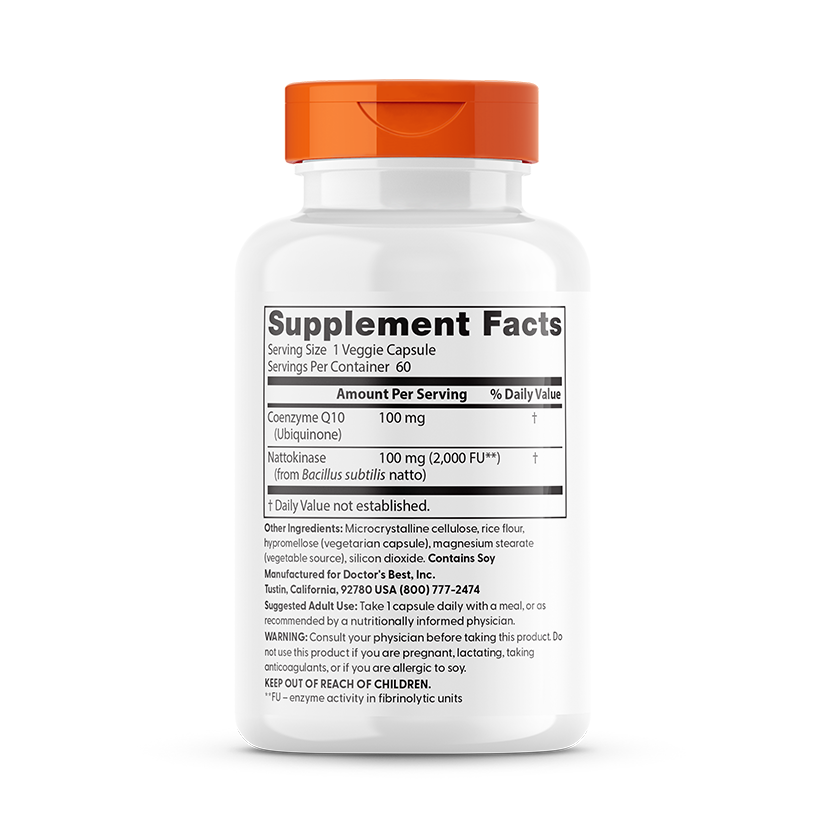 Doctor's Best CoQ10 + Nattokinase, 60 Veggie Caps