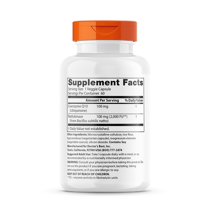 Doctor's Best CoQ10 + Nattokinase, 60 Veggie Caps