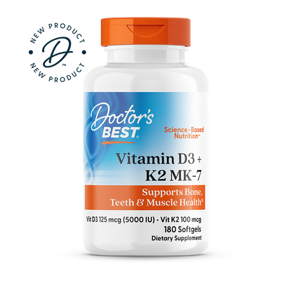 Doctor's Best Vitamin D3 + K2 MK-7, 180 Softgels