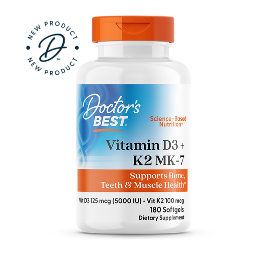 Doctor's Best Vitamin D3 + K2 MK-7, 180 Softgels