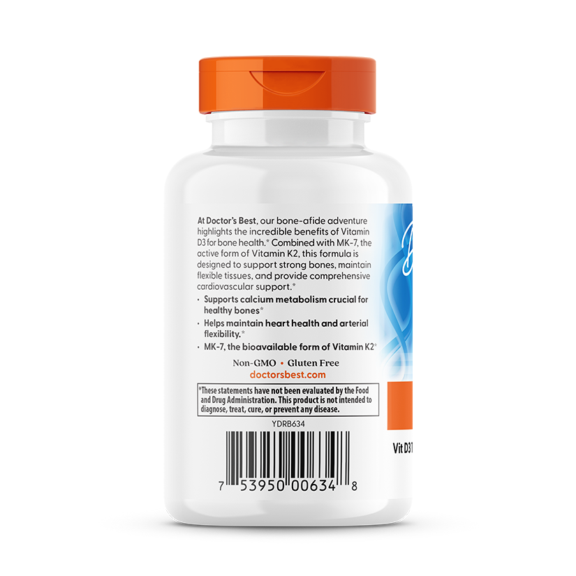 Doctor's Best Vitamin D3 + K2 MK-7, 180 Softgels