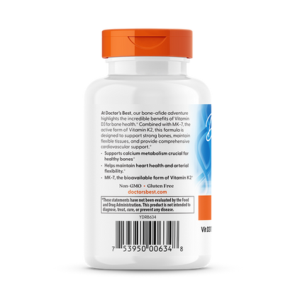Doctor's Best Vitamin D3 + K2 MK-7, 180 Softgels
