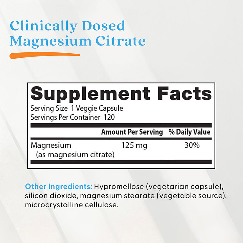 Doctor's Best Magnesium Citrate, 125 mg, 120 Veggie Caps