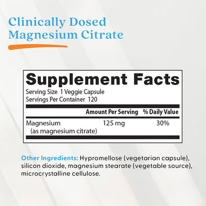 Doctor's Best Magnesium Citrate, 125 mg, 120 Veggie Caps