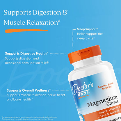Doctor's Best Magnesium Citrate, 125 mg, 120 Veggie Caps