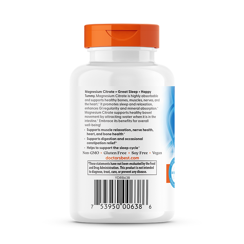 Doctor's Best Magnesium Citrate, 125 mg, 120 Veggie Caps