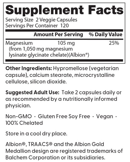 Doctor's Best Magnesium Lysinate Glycinate, High Absorption, 240 Veggie Caps (52.5 mg per Capsule)