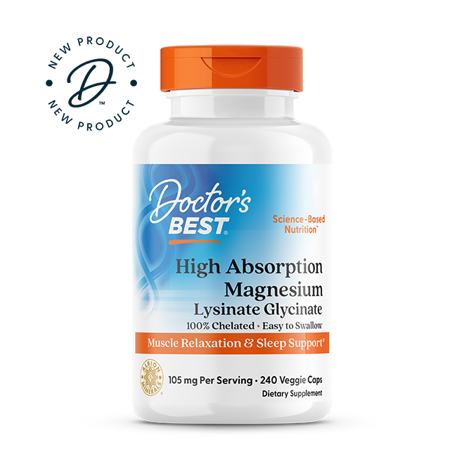Doctor's Best Magnesium Lysinate Glycinate, High Absorption, 240 Veggie Caps (52.5 mg per Capsule)
