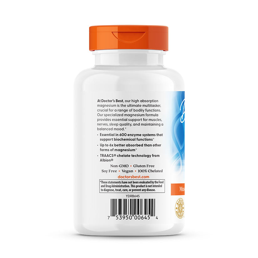 Doctor's Best Magnesium Lysinate Glycinate, High Absorption, 240 Veggie Caps (52.5 mg per Capsule)