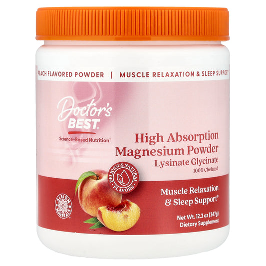Doctor's Best High Absorption Magnesium Powder, Sweet Peach, 12.3 oz (347 g)