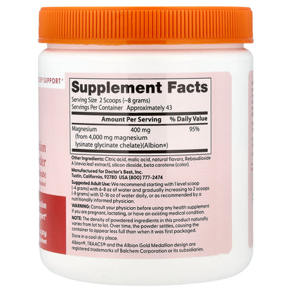 Doctor's Best High Absorption Magnesium Powder, Sweet Peach, 12.3 oz (347 g)