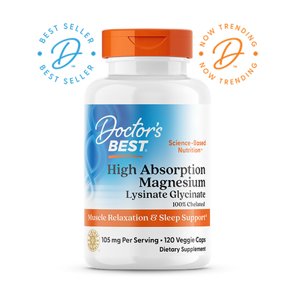 Doctor's Best High Absorption Magnesium, Lysinate Glycinate 100% Chelated, 52.5 mg, 120 Veggie Caps