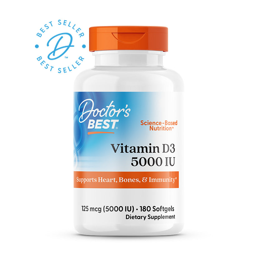 Doctor's Best Vitamin D3, 125 mcg (5,000 IU), 180 Softgels