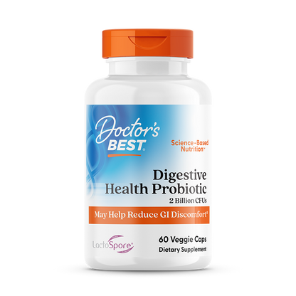 Doctor's Best Digestive Health, Probiotic with LactoSpore, 2 Billion, 60 Veggie Caps