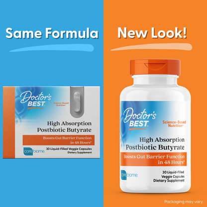 Doctor's Best High Absorption Postbiotic Butyrate, 300 mg, 30 Liquid-Filled Veggie Capsules